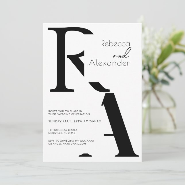 Convite para Casamento de Caligrafia Moderna Minim (Em pé/Frente)