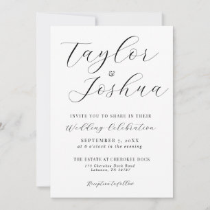 Convite para Casamento de Caligrafia Simples Moder