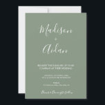 Convite para Casamento de Caligrafia Verde Sage<br><div class="desc">Convite para Casamento de Caligrafia Verde Sage. Este belo convite é perfeito para o casamento minimalista.</div>