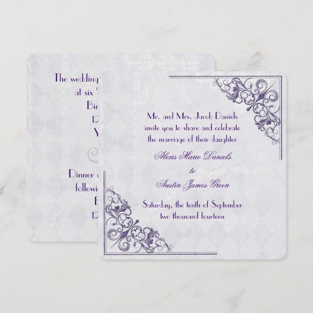 Convite para Casamento de Canto Elegante (Frente/Verso)