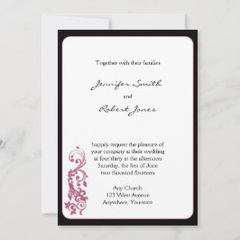 Convite para Casamento de Cantos Arredondados Rosa