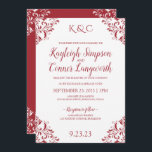 Convite para Casamento de Cantos Vintage Elegante<br><div class="desc">NADINE WEDDING INVITATION (RED): este elegante modelo de convite para casamento apresenta um design de cantos de vintagem único. Esta design está definida em vermelho, mas pode ser alterada na extremidade: **HOW TO CHOOSE YOUR PRÓPRIA COLOR: 1) Clique no botão "Personalizar" ou "Personalizar" ou "Editar". 2) Escolha uma nova cor...</div>