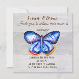 Convite para Casamento de Canvas de Borboleta