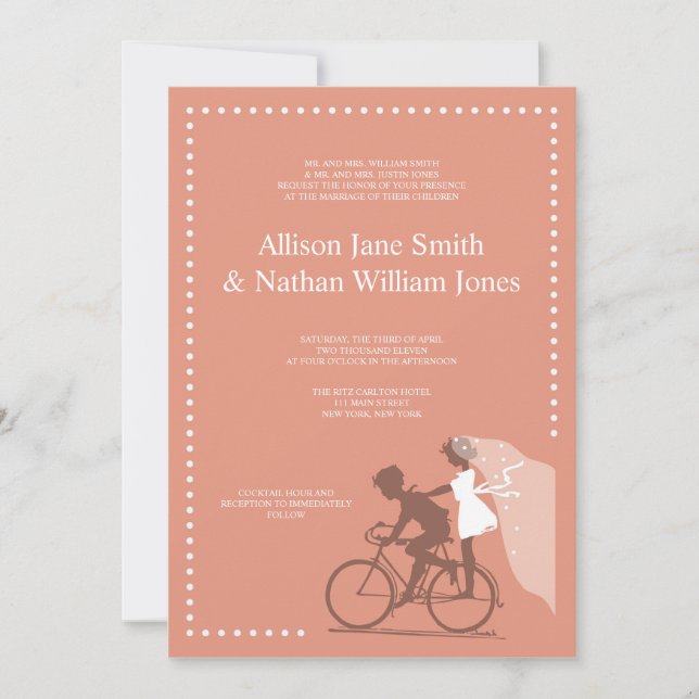 Convite para Casamento de Casais de Bicicleta Marr (Frente)