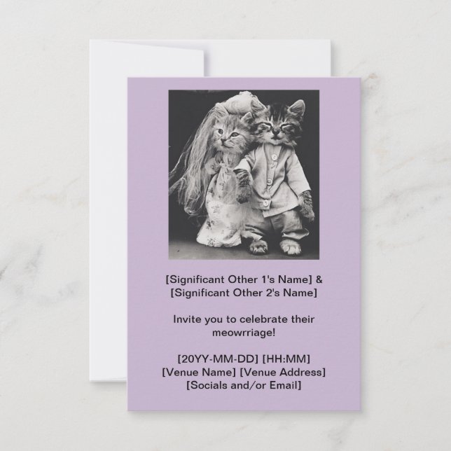 Convite para Casamento de Casais de Gato Mais Pobr (Frente)