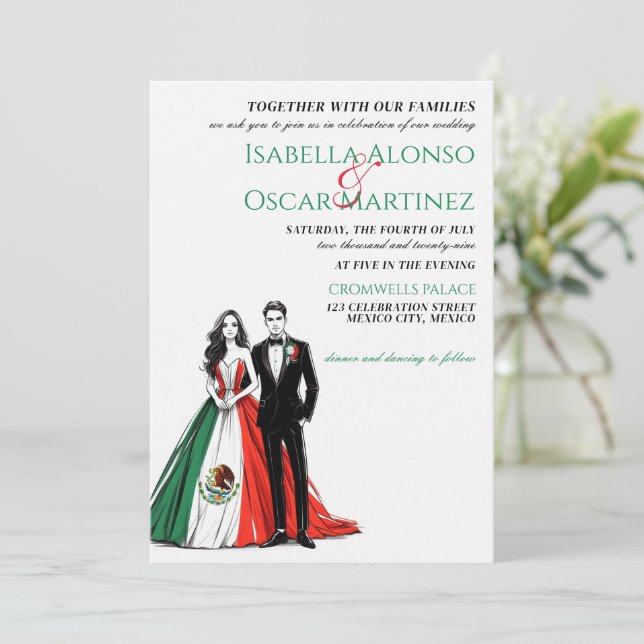 Convite para Casamento de Casais do México (Em pé/Frente)