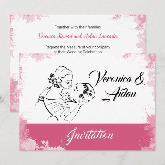 Convite para Casamento de Casais Vintage (Frente/Verso)