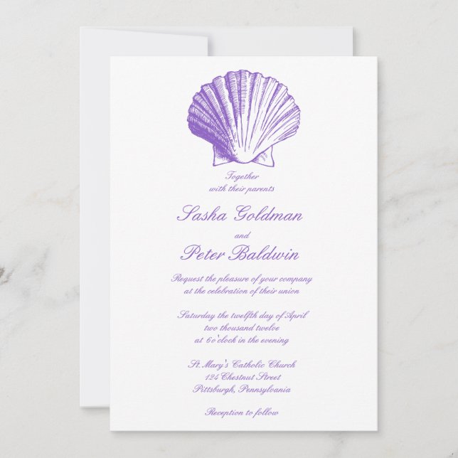 Convite Para Casamento De Casas De Violet Sea (Frente)