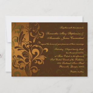 Convite para Casamento de Castanho/Dourado/Sudoest