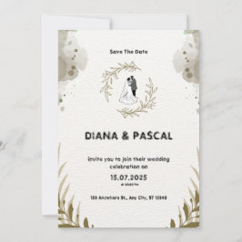 Convite para Casamento de Castanho e Creme Waterco