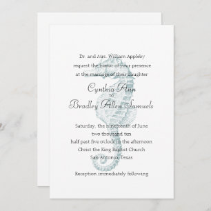 Convite para Casamento de Cavalos do Mar Azul