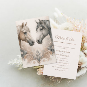 Convite para Casamento de Cavalos Elegantes