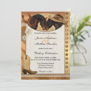 Convite para Casamento de Cavalos Ocidentais