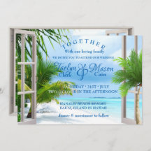 Convite para Casamento de Cena de Praia Tropical