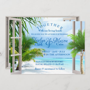Convite para Casamento de Cena de Praia Tropical