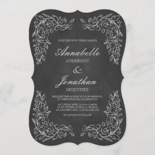Convite para Casamento de Chalkboard Filigree