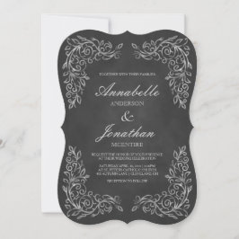 Convite para Casamento de Chalkboard Filigree Eleg