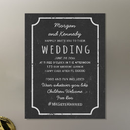 Convite para Casamento de Chalkboard Russo Magnéti