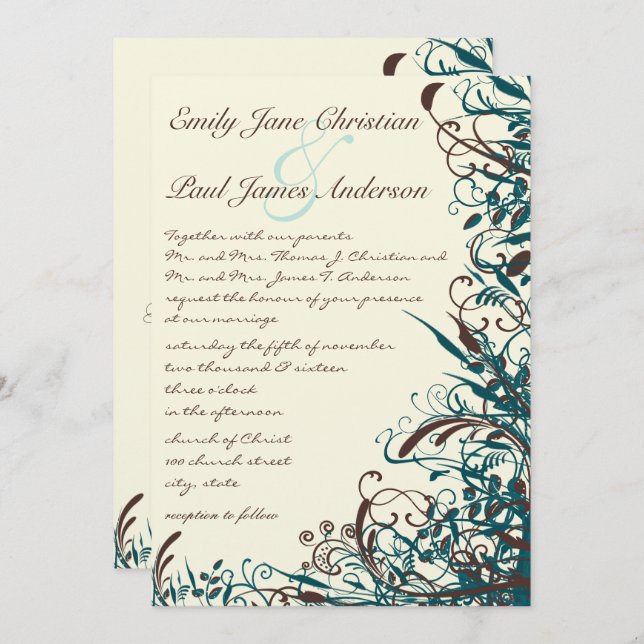 Convite Para Casamento De Cheiros E Marrons (Frente/Verso)