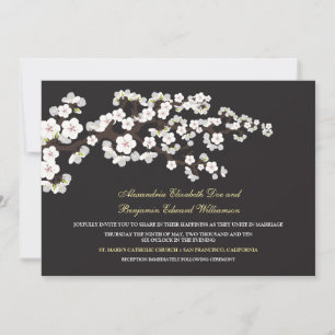 Convite para Casamento de Cherry Blossoms (ebony)
