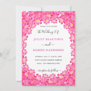 Convite para Casamento de Chic Flowers de Cor Rosa