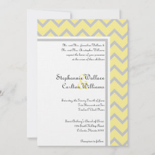 Convite para Casamento de Cinza/Amarelo de Chevron
