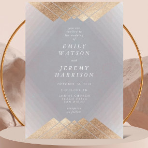 Convite para Casamento de Cinzas de Deco Geométri