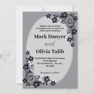 Convite para casamento de cinzas / design simples 