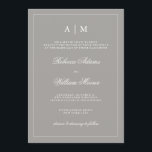Convite para Casamento de Cinzas Profundas na moda<br><div class="desc">Este convite de casamento elegante apresenta uma sombra profunda de cinzas e quadro branco e texto. Você pode personalizar o topo com suas iniciais. Um olhar moderno,  porém clássico,  numa cor de casamento tendenciosa.</div>
