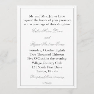 Convite para Casamento de Cinzas Simples