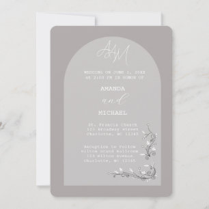 Convite para Casamento de Cinzas Vintage Modern