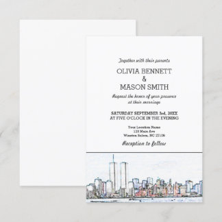 Convite para Casamento de Cityscape em Linha do No