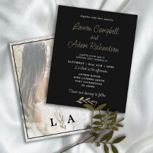 Convite para Casamento de Classe Preta e Branca