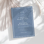 convite para casamento de código QR de cor azul em<br><div class="desc">bordas brancas simples e elegante tema de casamento azul empoeirado,  o texto,  o código QR e as cores podem ser editados.</div>
