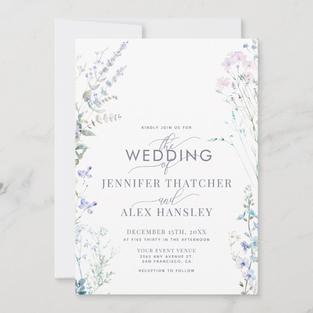 Convite para Casamento de Código QR de Flor Selvag (Frente)