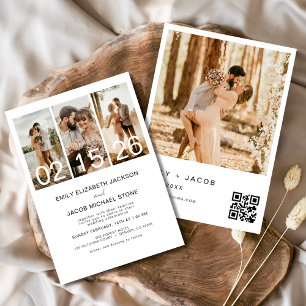 Convite para Casamento de Código QR de Foto Minima
