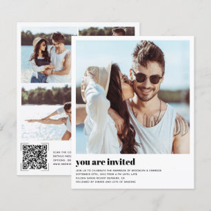 Convite para Casamento de Código QR de Foto Modern