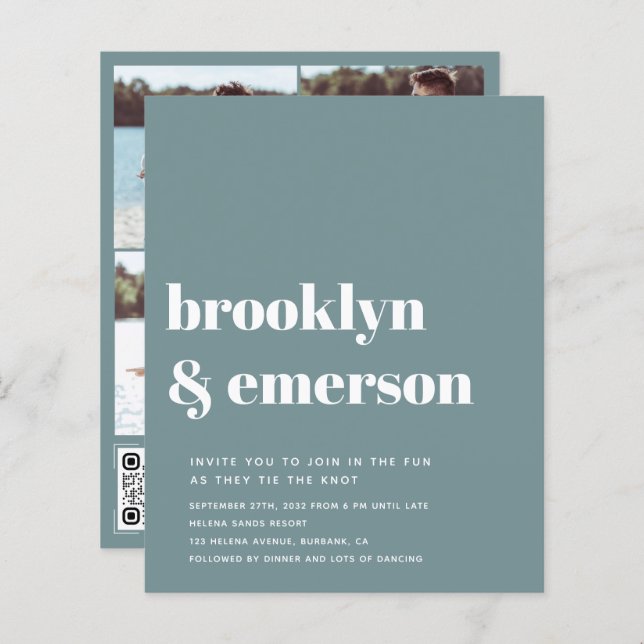 Convite para Casamento de Código QR de Foto Modern (Frente/Verso)