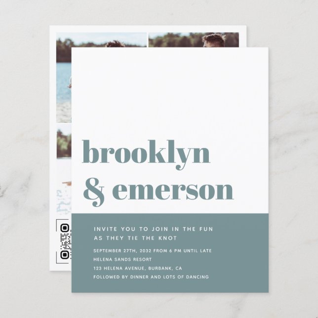 Convite para Casamento de Código QR de Foto Modern (Frente/Verso)