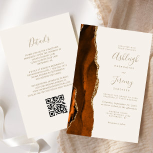 Convite para Casamento de Código QR de Fúria Doura