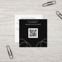 Convite para Casamento de Código QR Dourado Preto 