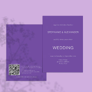 Convite para Casamento de Código QR Roxo Simples