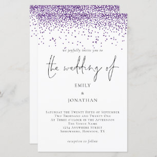 Convite para Casamento de Confetti com Glitter Rox