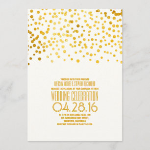 Convite para Casamento de Confetti Dourado Moderno