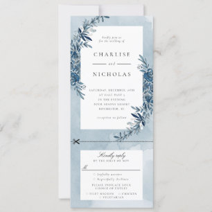 Convite para casamento de cor azul de indigo w rsv