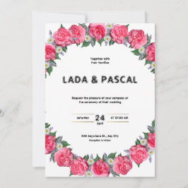 Convite para casamento de cor branca e vermelha