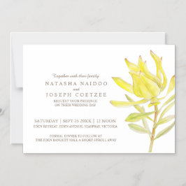 Convite para casamento de cor d'água de leucadendã