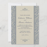 Convite para Casamento de Cor damasco Azul Elegant