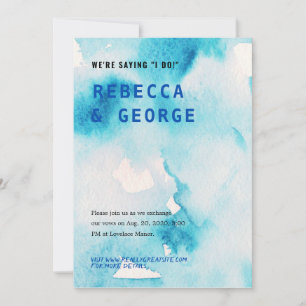 Convite para Casamento de Cor de Água Azul