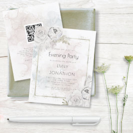 Convite para Casamento de Cor de Água Floral QR do